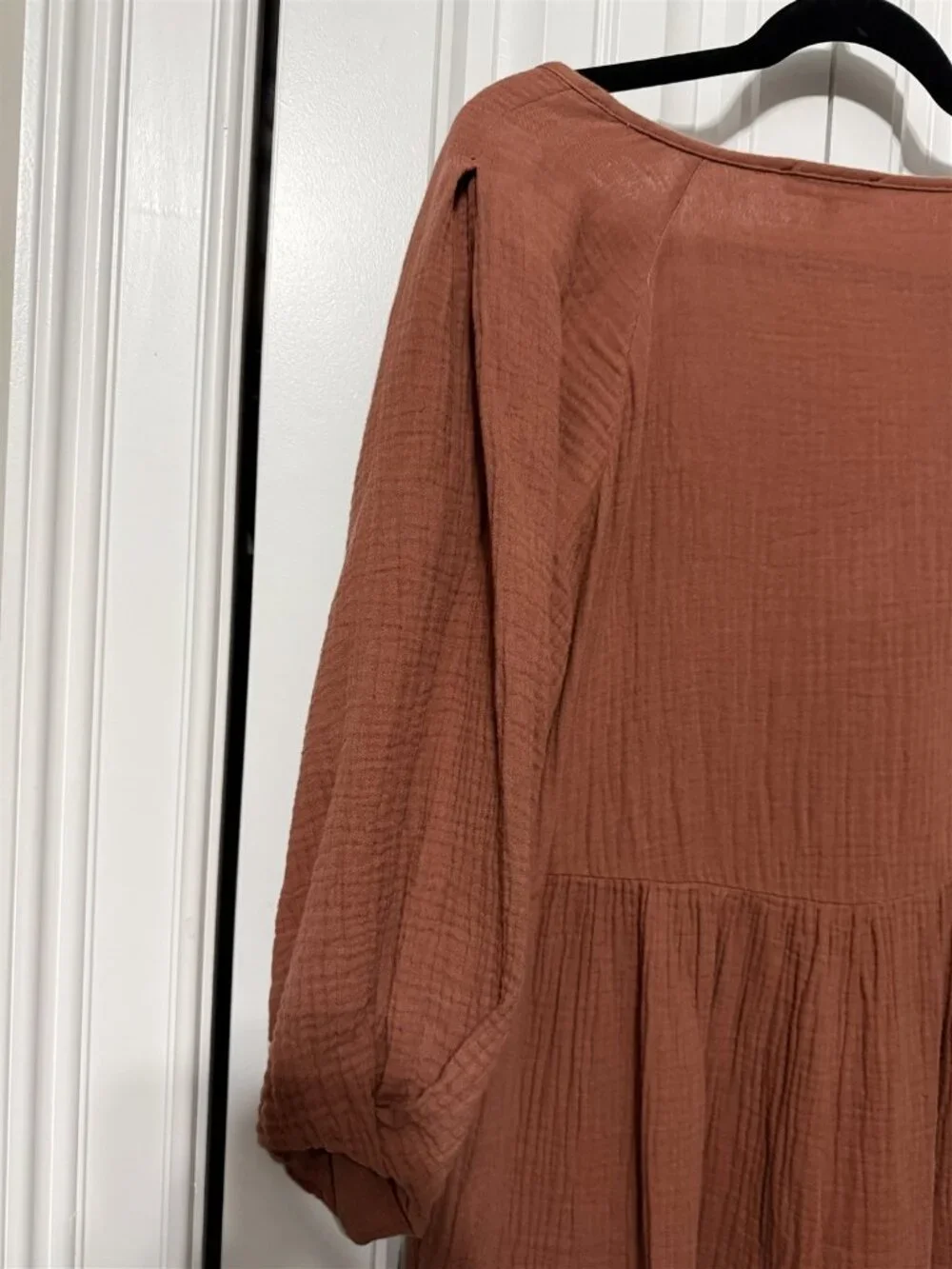 Madewell Dress Medium Crisscross Style Puff Sleeve Terracotta